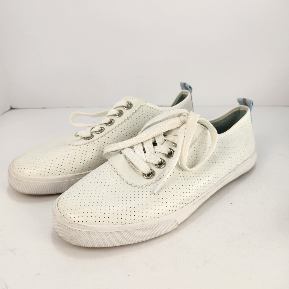 Tommy Bahama Perforated White Leather Lace-up Women's Comfy Sneakers Size 9